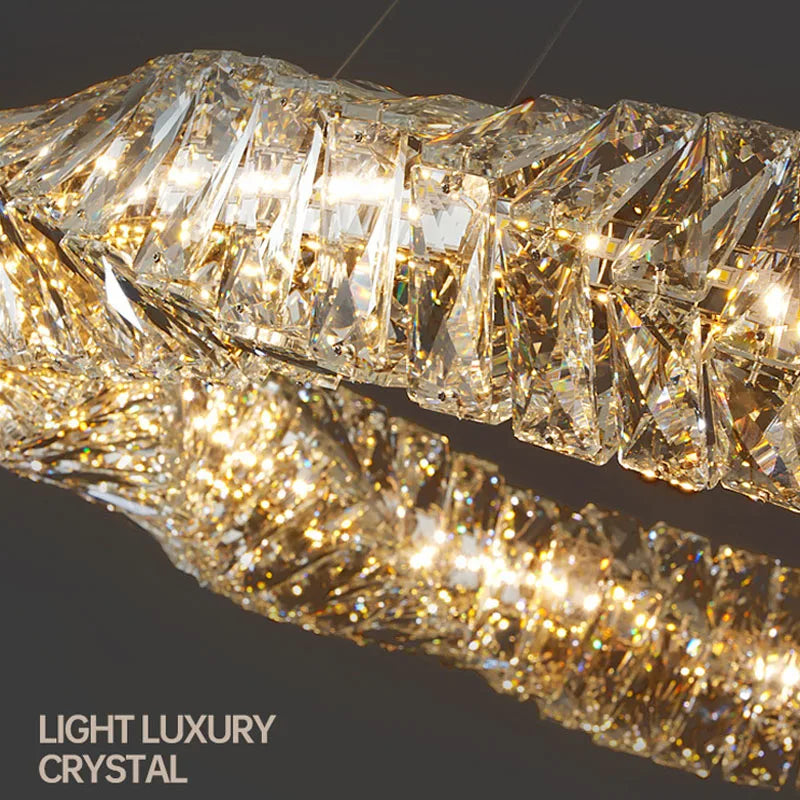 lustre Or Dimmable anneau lumière intérieur maison chambre salle à manger salon plafond moderne luxe cristal LED - vue 6 sur 26