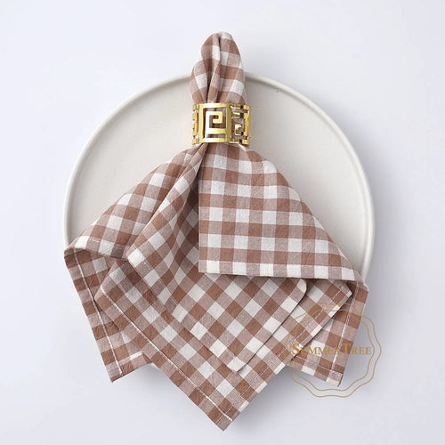 Serviette de table coton motif vichy style classique - vue 7 sur 7