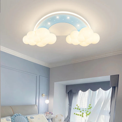 Moderner und gemütlicher Deckenleuchte für das Kinderzimmer mit Wolken- und Regenbogendekor - vue 6 sur 11