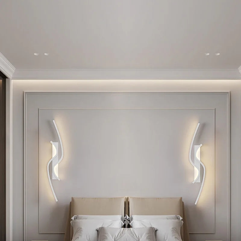 applique murale LED moderne pour salon TV fond allée chambre chevet - vue 6 sur 12