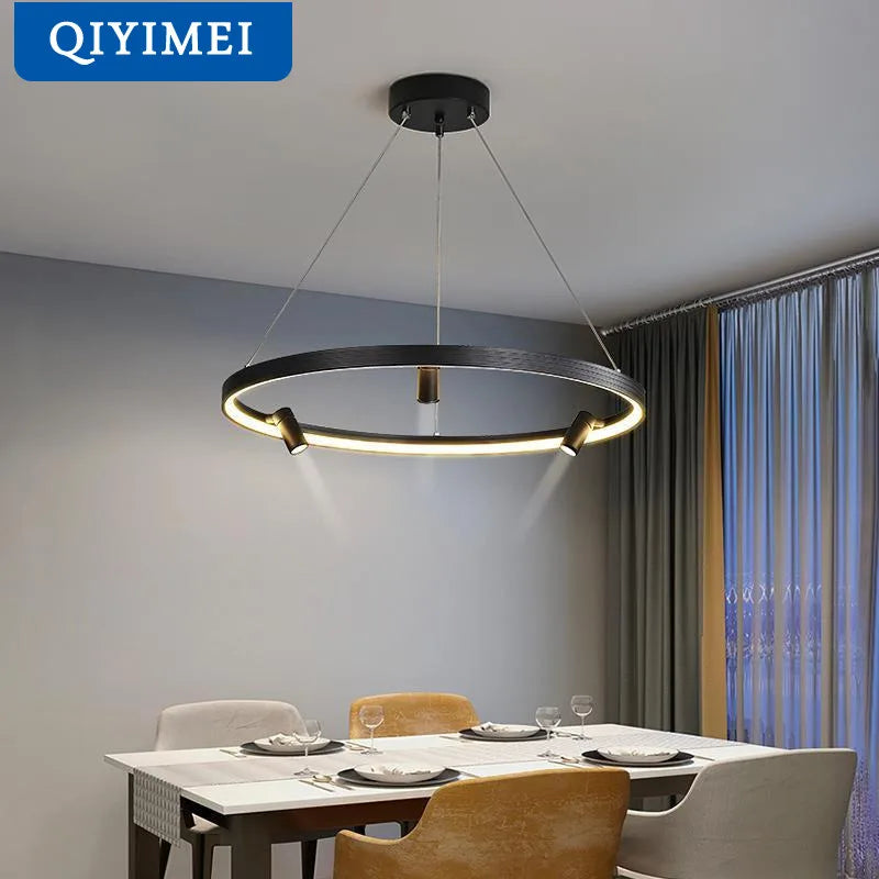 lustre led moderne avec gradation à distance et éclairage intérieur - vue 3 sur 6