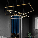 Luxuriöser geometrischer Kronleuchter in Gold mit LED