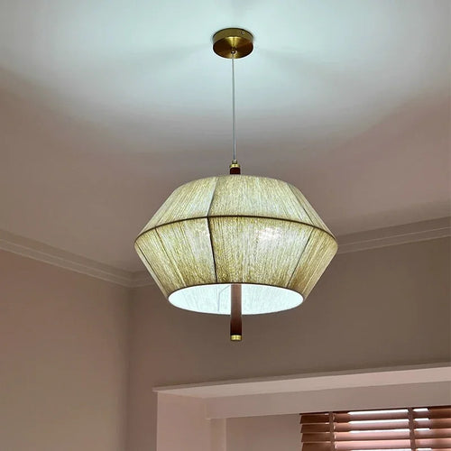 Nordische Retro-Pendelleuchte aus Hanfseil und Rattan mit LED - vue 7 sur 9