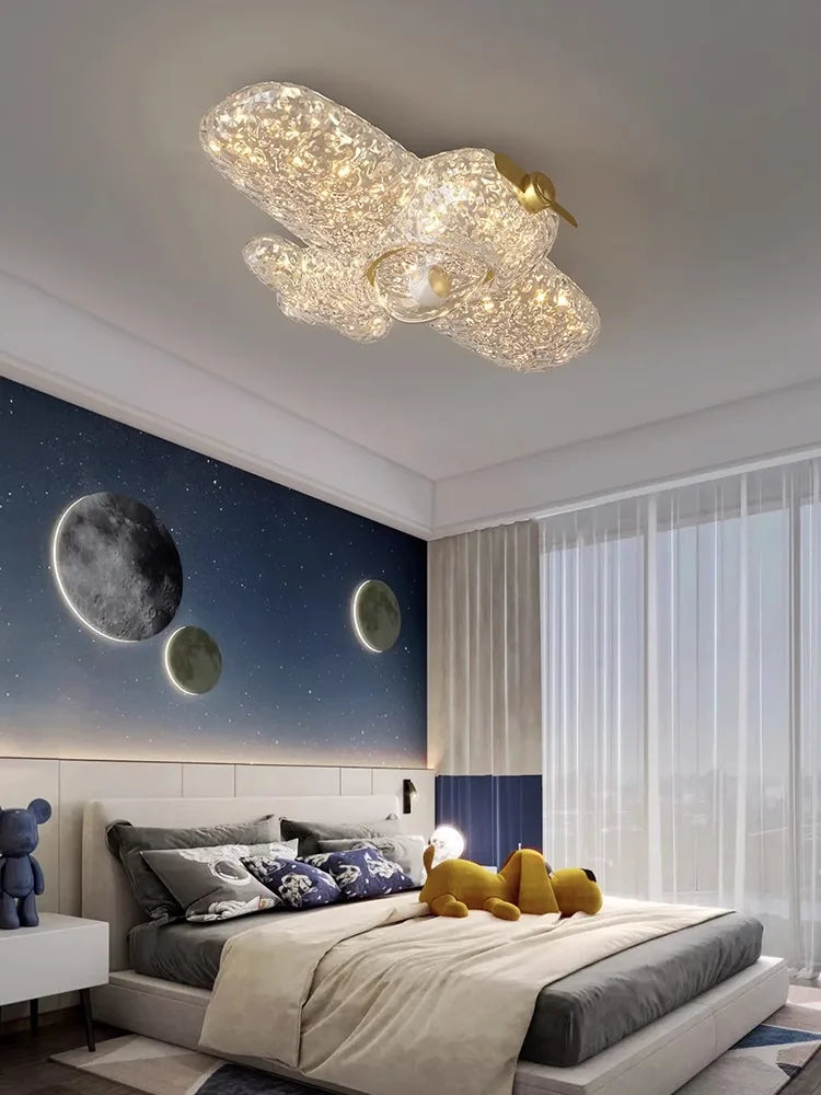 BOSSEN Scandinavian Dining Room Ceiling Pendant Light for Bedroom, Living Room Room Decoration, Gold Foil Resin Lamps and Light - vue 3 sur 15