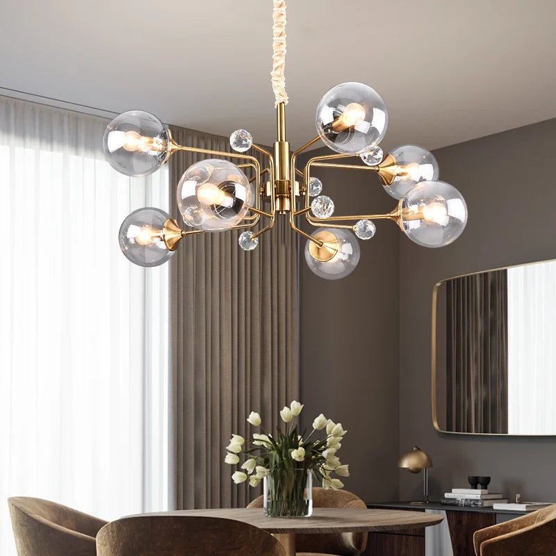 lustre led moderne 10 globes luminaire décoratif - vue 6 sur 18