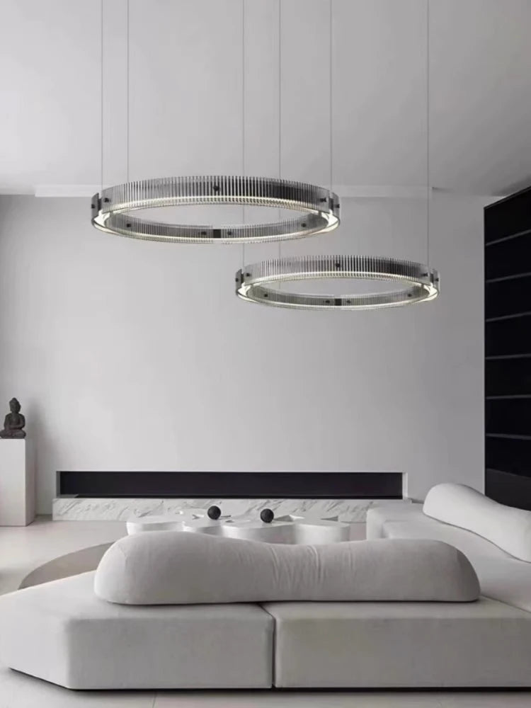 suspension circulaire en verre minimaliste design créatif en aluminium - vue 5 sur 7
