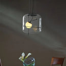 Suspension en verre tête unique boule design fumé