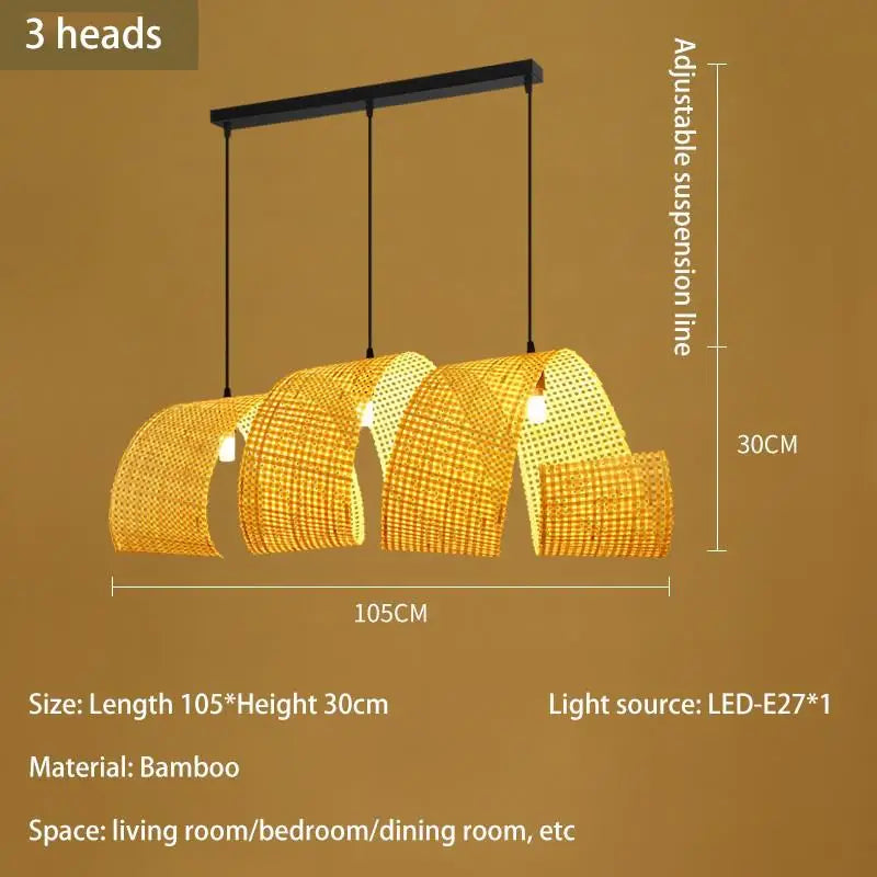 lustre en bambou style japonais pour décoration zen asiatique - vue 7 sur 11