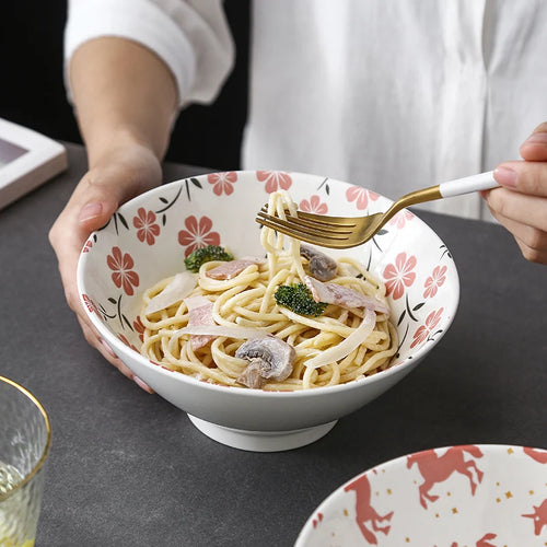 Bol ramen japonais floral ceramique capacite 1 2l