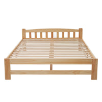 VSOGA 140/90 x 200 Cm, Solid Solid Wood Bed, Futon Bed, Double Bed, Solid Wood Natural Bed with Headboard and Slatted Frames,