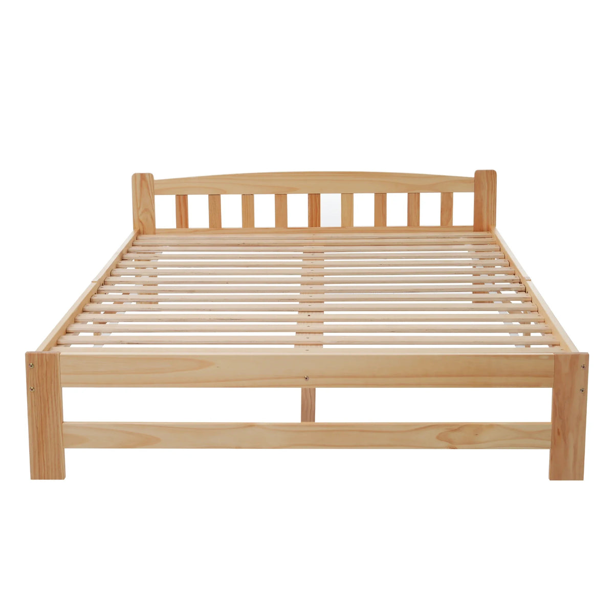 VSOGA 140/90 x 200 Cm, Solid Solid Wood Bed, Futon Bed, Double Bed, Solid Wood Natural Bed with Headboard and Slatted Frames,