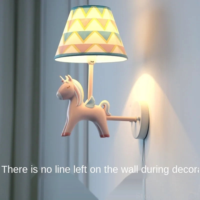 applique murale licorne dessin animé led nordique décorative - vue 3 sur 17