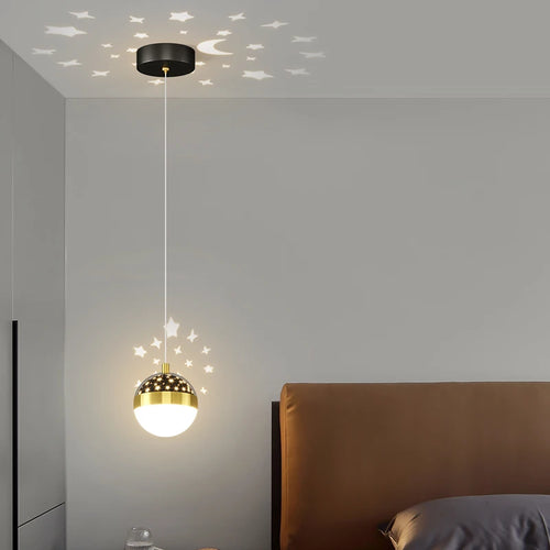 Moderner minimalistisch-luxuriöser Kronleuchter mit Sternenhimmel-Projektion - vue 4 sur 8