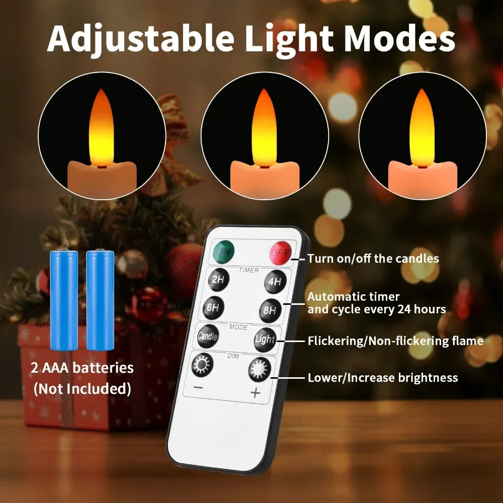 bougies coniques led scintillantes avec télécommande pour fêtes et occasions - vue 5 sur 8