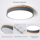 plafonnier led rond en bois nordique avec lumières réglables