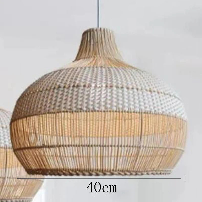 Vintage-Pendelleuchte aus handgeflochtenem Rattan für Retro-Dekoration
