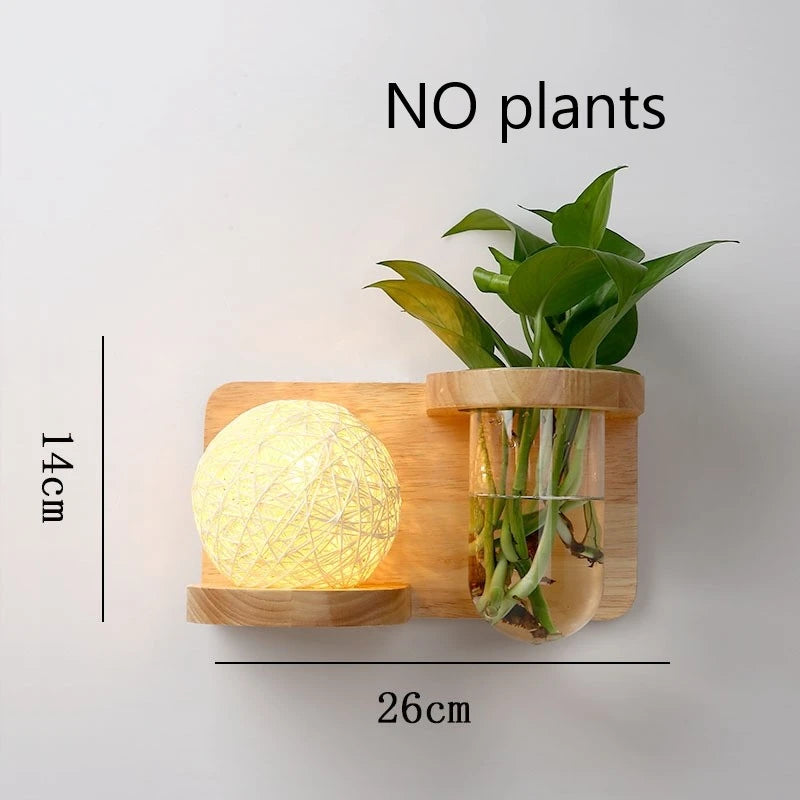 LED-Wandleuchte aus Holz mit nordischem Pflanzengefäß - vue 11 sur 23