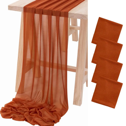 Chemin de table mousseline bohème transparent lot 4 - vue 3 sur 7