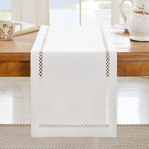 chemin de table lin ajoure style moderne repas - vue 10 sur 13