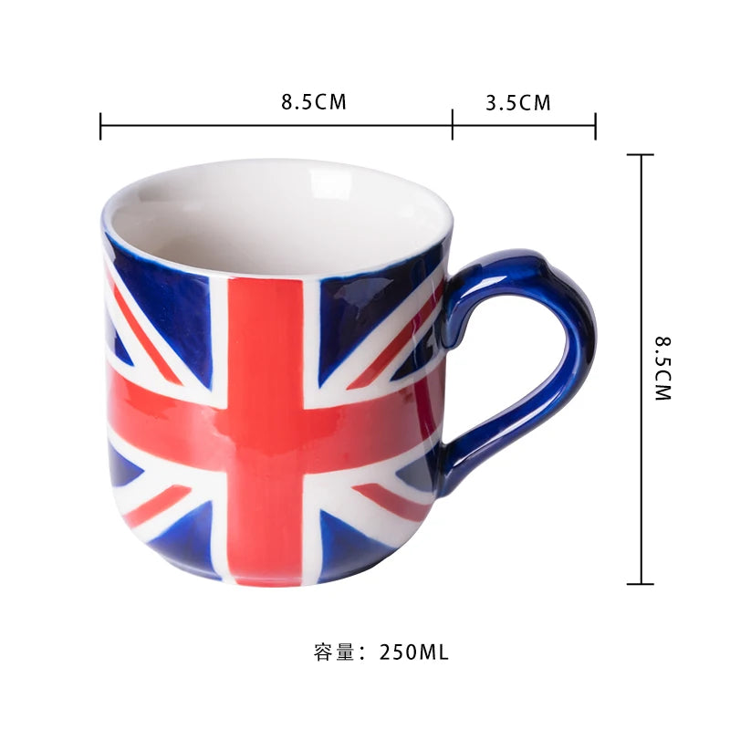 Theiere ceramique drapeau britannique peinte main avec infuseur