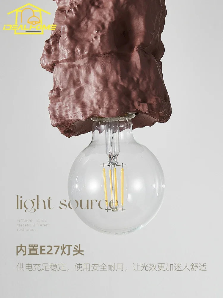 suspension en résine wabi-sabi luminaire décoratif intérieur - vue 7 sur 9