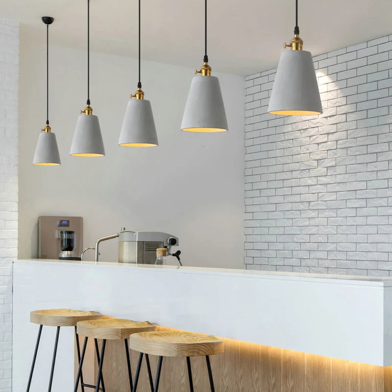 Industrielle Pendelleuchte aus Beton mit Retro-Lampenschirm Loft - vue 3 sur 22