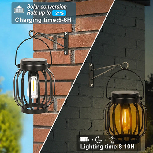 Vintage Hängeleuchte Solar Metall IP65 für Garten und Terrasse - vue 2 sur 7