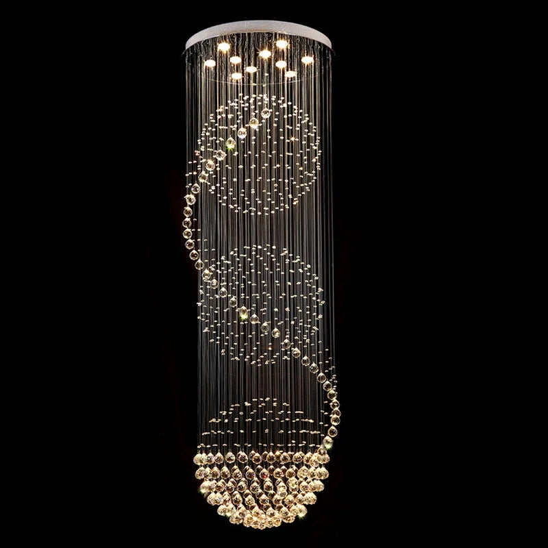 lustre 	 en cristal moderne led boule spirale goutte de pluie k9