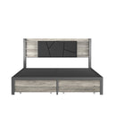 Double Bed with Metal Slatted Base,Platform Bed Frame with LED and 2 Drawers,Headboard with Storage Space,without mattress