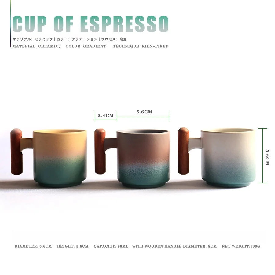 Ensemble tasses expresso bois minimaliste style italien