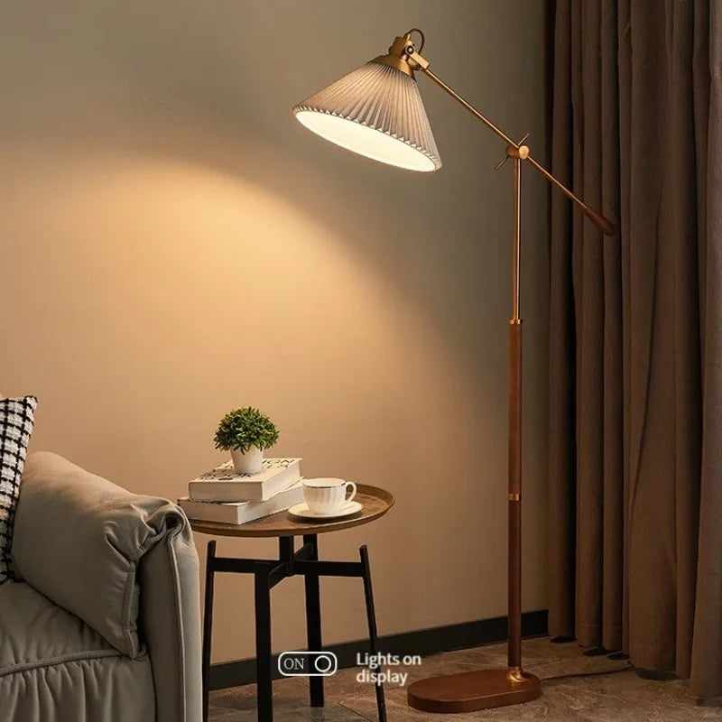 lampadaire vintage premium luxe plissé tissu - vue 4 sur 10