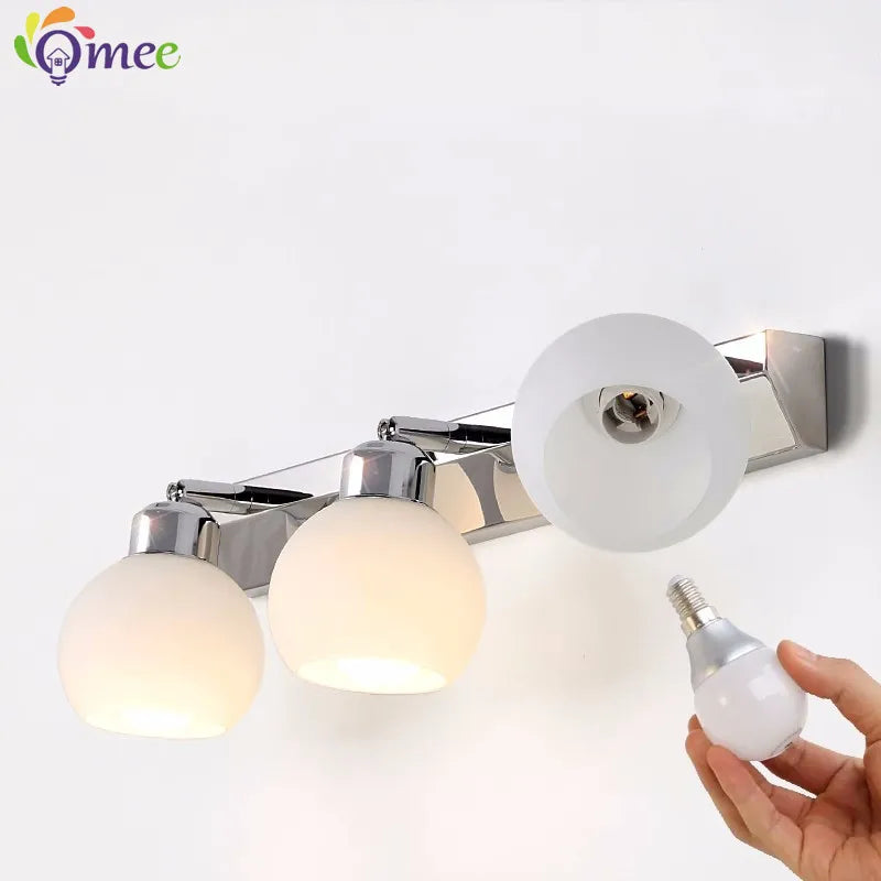 éclairage vanité salle bains cristal moderne chrome noir acier inoxydable miroir e26 - vue 6 sur 9