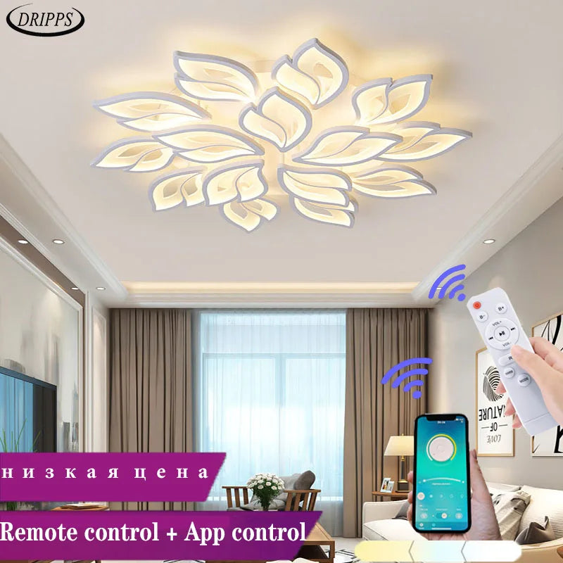 plafonnier led fleur acrylique contrôlable par application pour hôtel café - vue 9 sur 23