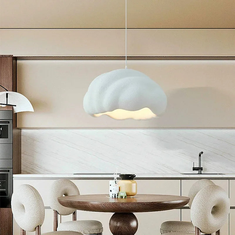French Dining Room Wabi Sabi LED Pendant Lamp Nordic Cream Style Bar Bedroom Chandelier Fixture Model Room Bar Decorative Lights - vue 4 sur 11