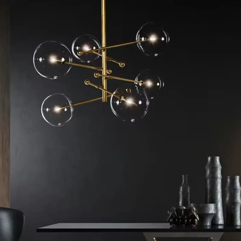 lustre à led en verre pour intérieur moderne décoratif - vue 4 sur 8