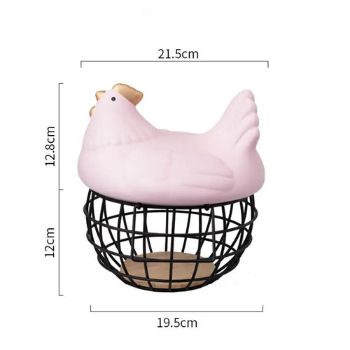 Ceramic Egg Storage Basket, Living Room, Fruit, Garlic, Hollow Metal Hen Shaped, Kitchen Organizer - vue 7 sur 14