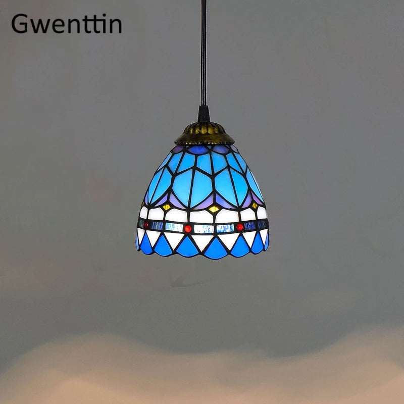Vintage Tiffany Pendelleuchte aus dekorativem Glas für modernes Interieur - vue 24 sur 28