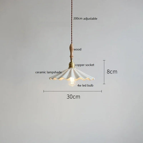 Design-Pendelleuchte LED Schmetterling Keramik und Holz - vue 10 sur 30