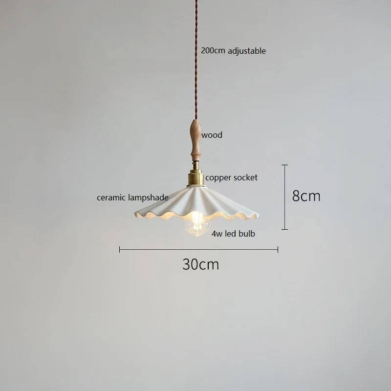 Design-Pendelleuchte LED Schmetterling Keramik und Holz - vue 9 sur 30