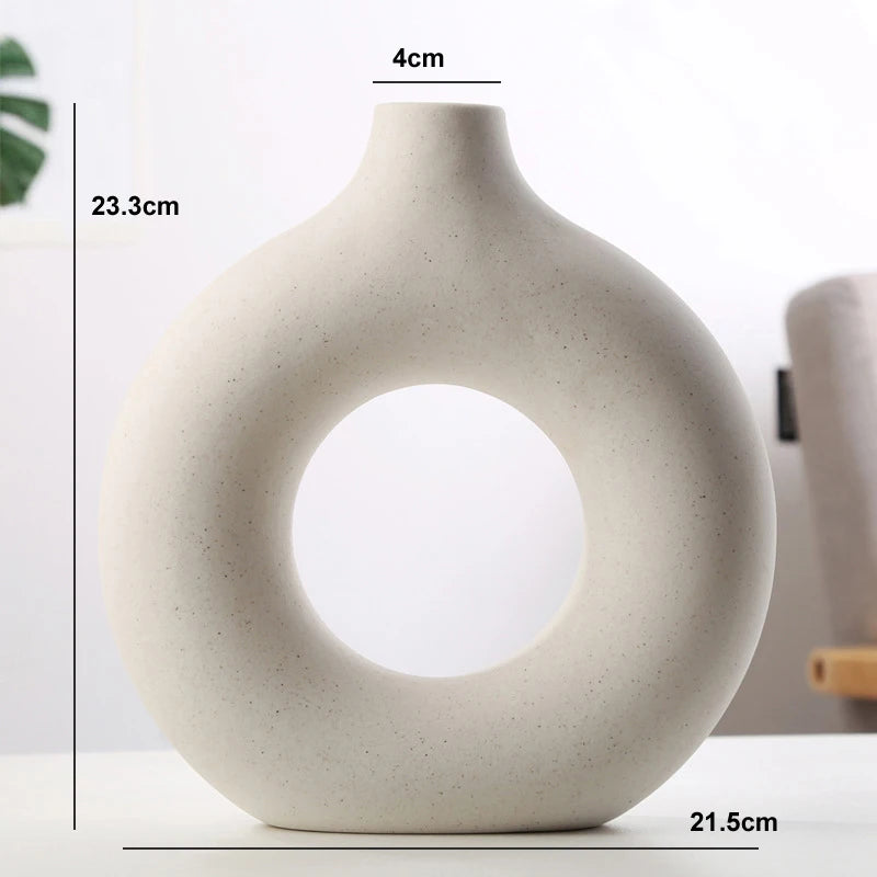 vase circulaire en céramique pour décoration intérieure et fleurs - vue 11 sur 12