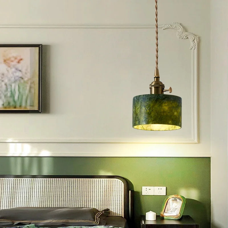 suspension en jade naturel style rétro français pour intérieur élégant - vue 5 sur 7