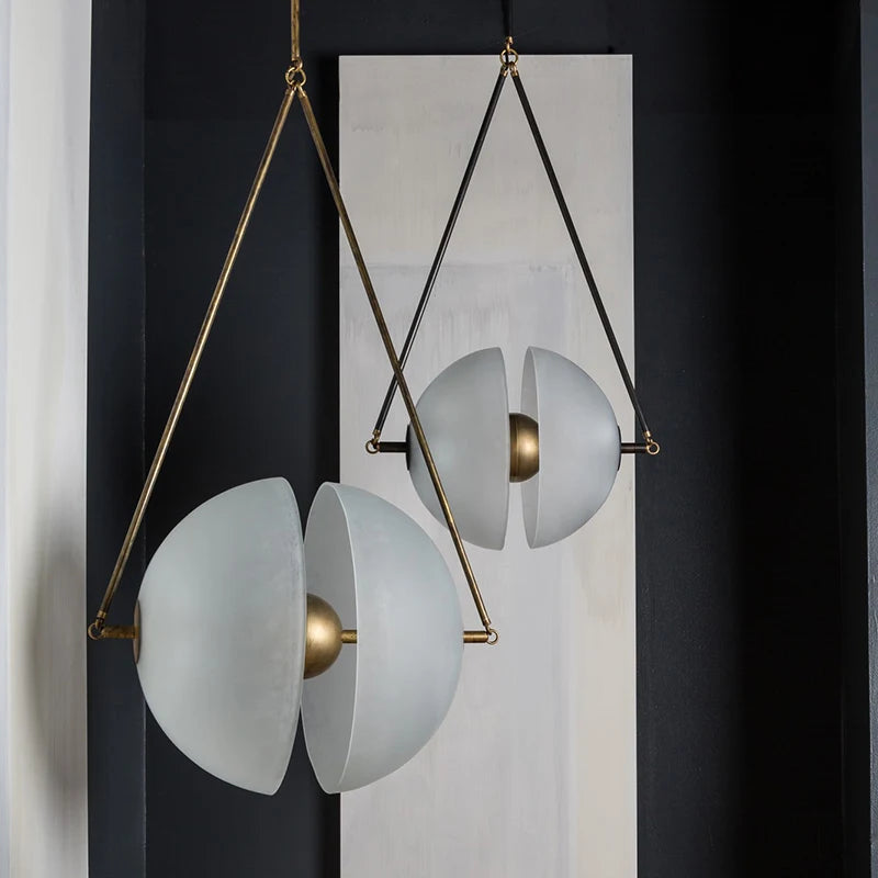 suspension en verre métal art déco - vue 5 sur 6