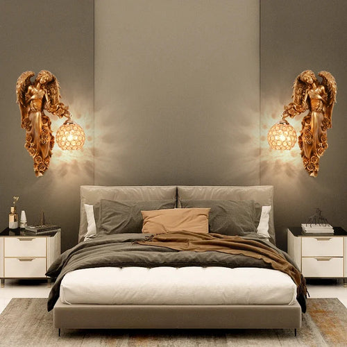 applique murale led moderne nordique ange sirène décorative en résine