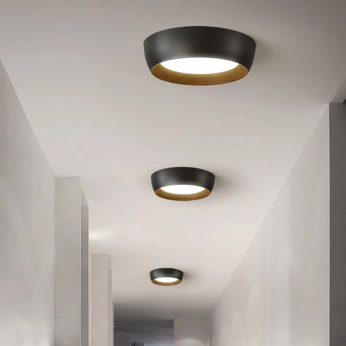 plafonnier led moderne réglable en fer et bois minimaliste italien - vue 4 sur 8