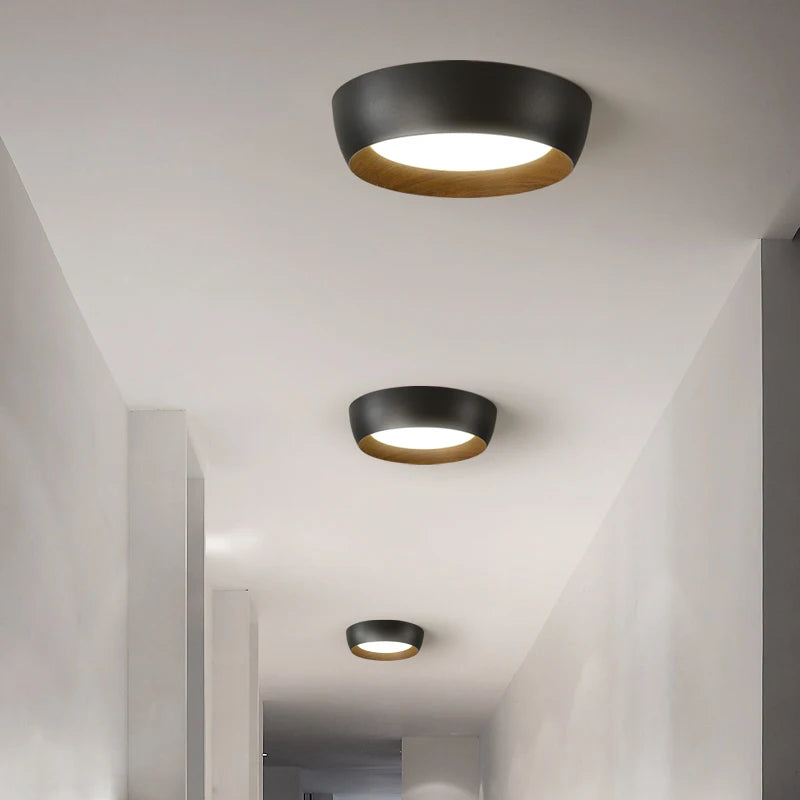 plafonnier led moderne réglable en fer et bois minimaliste italien - vue 3 sur 8