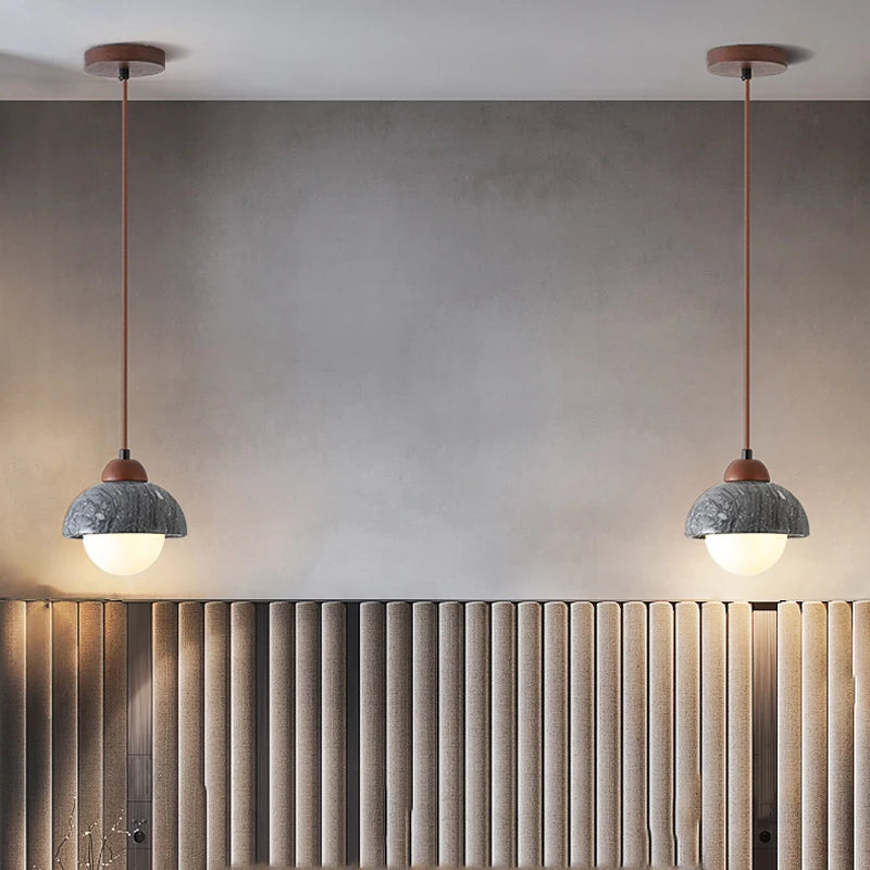 suspension LED en marbre design wabi sabi moderne - vue 4 sur 6