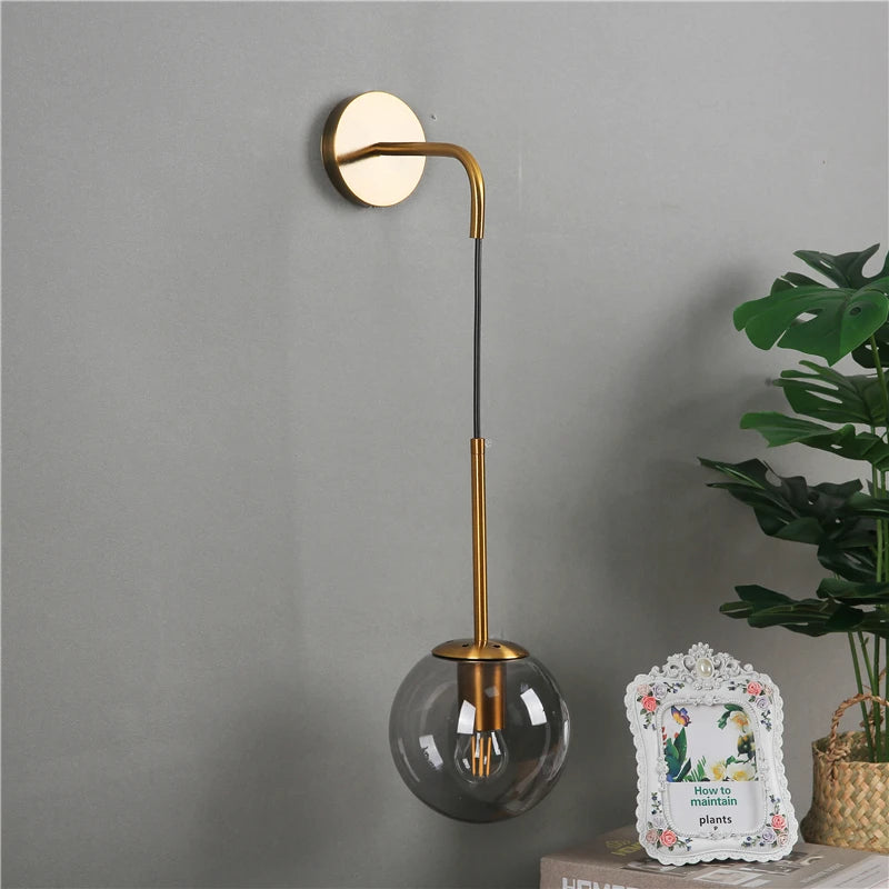 applique murale led vintage post-moderne boule de verre nordique