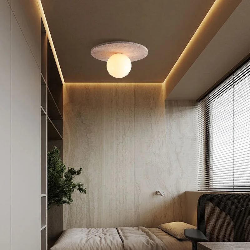 Wandleuchte im Retro-Design aus Naturstein mit dekorativer LED - vue 5 sur 6