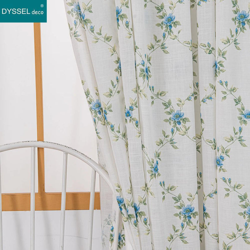 Rideau voile transparent motif floral style moderne salon