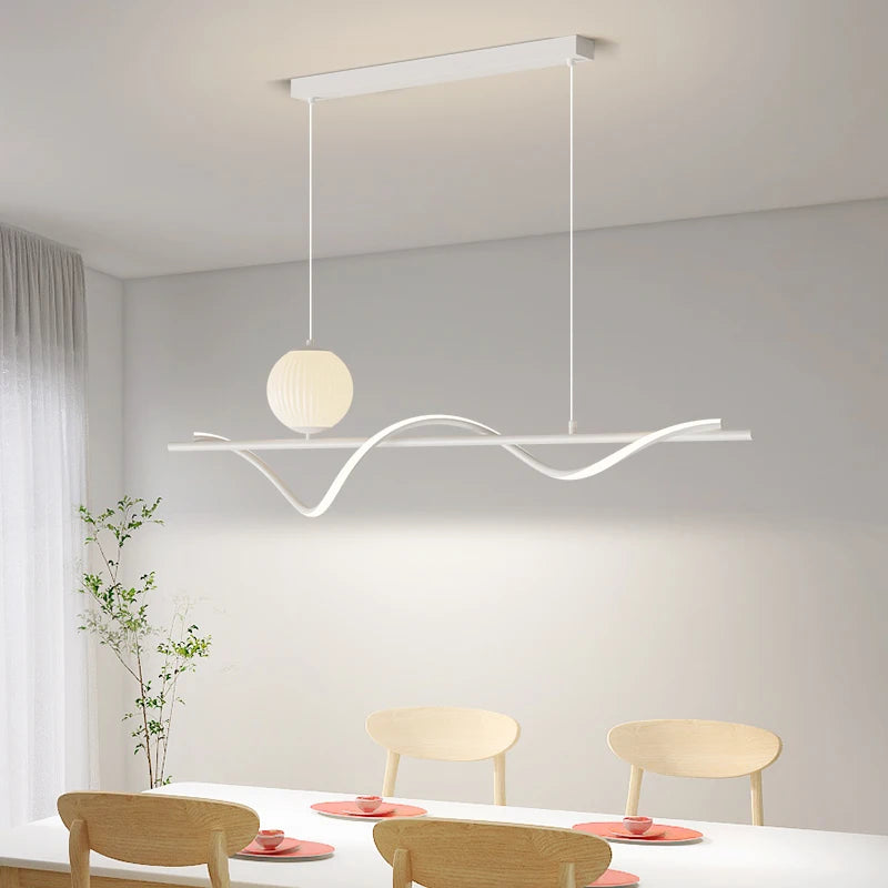 lustre led moderne avec ampoules et abat-jour suspendus - vue 3 sur 8